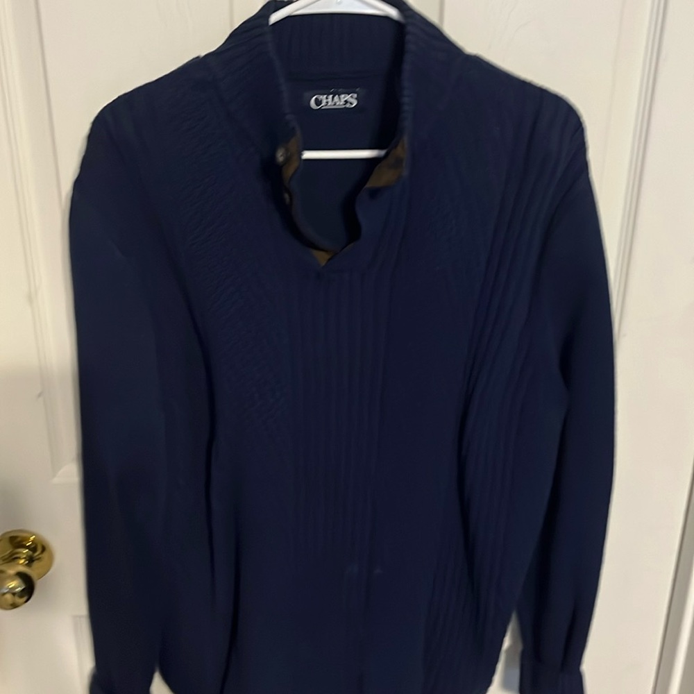 Mens Chaps sweater with suede arm sleeve patches